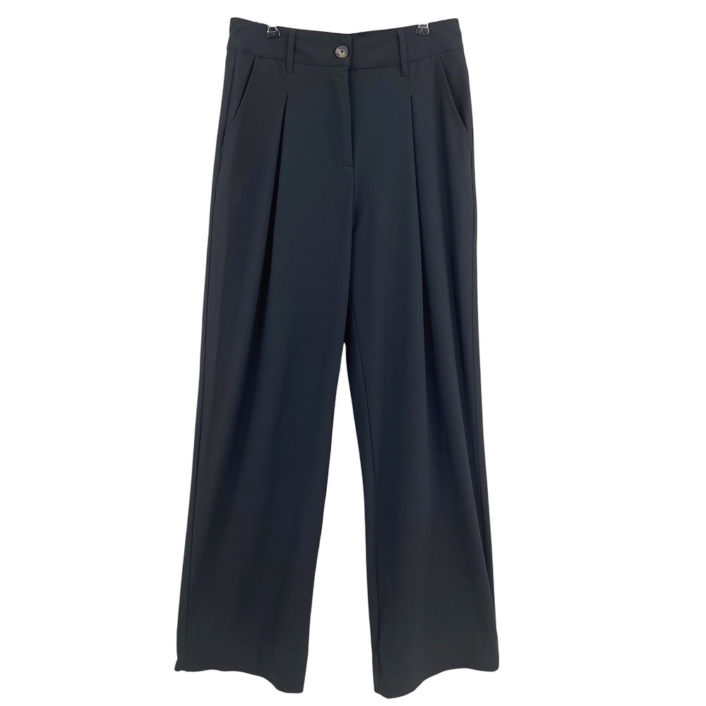 Wild Fable Womens High Rise Pleated Wide Leg Trousers Black Size 4